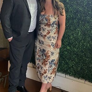 Abercrombie & Fitch Floral Midi Dress - Cream, Blue, Brown